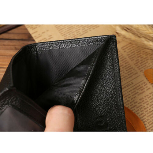 Men's Leather Bifold ID Credit Card Holder Mini Wallet Thin Purse Billfold