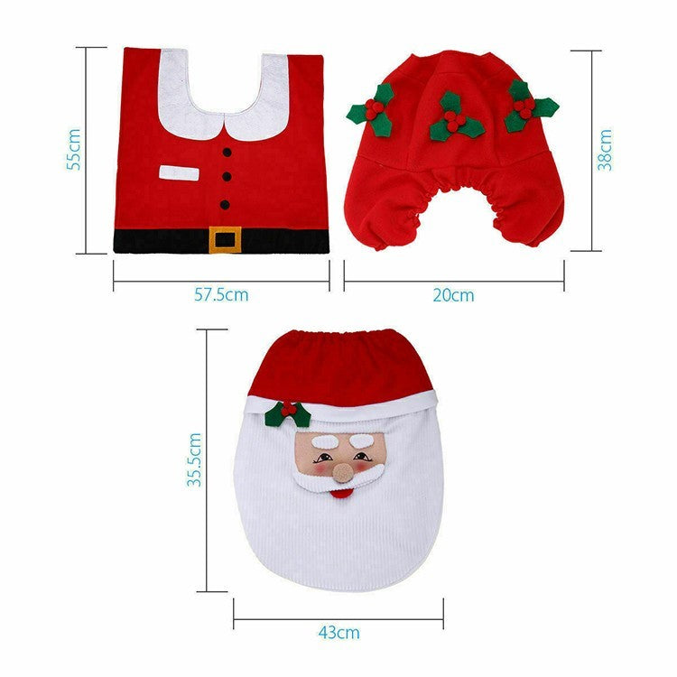 Merry Christmas Toilet Seat & Cover Santa Claus Bathroom Mat Christmas Home Deco