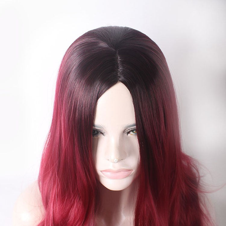 26" Natural Long Wavy Full Synthetic Wigs Heat Resistant Cosplay Ombre Red