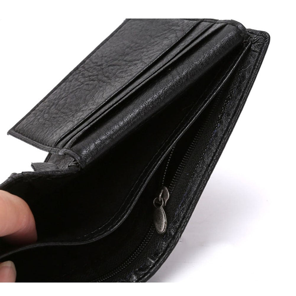 Fashion Men's Leather Bifold ID Card Holder Wallet Purse with Flap Coin Pocket